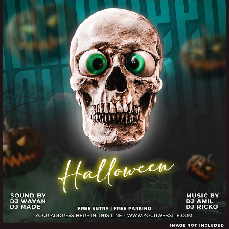 Kostenlose PSD dj-club-halloween-party social-media-flyer-vorlage oder web-banner