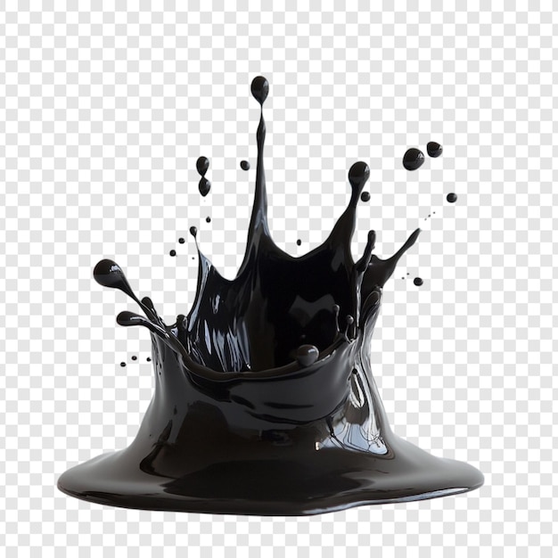 Kostenlose PSD dynamic black liquid splash 3d-rendering eines energischen kronenförmigen splashes