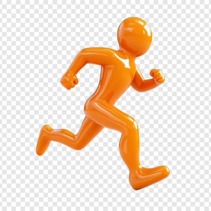 Kostenlose PSD dynamic orange runner eine 3d-rendering einer energischen figur in bewegung