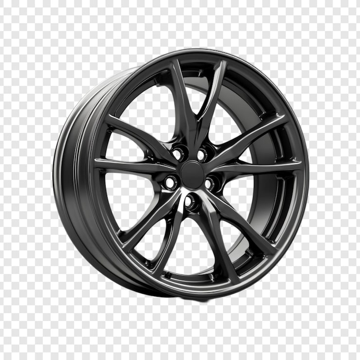 Kostenlose PSD ein elegantes schwarzes legierungsrad, ein atemberaubendes automobilaccessoire