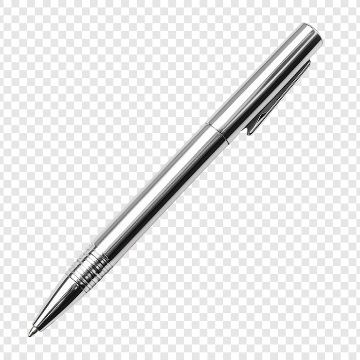 Kostenlose PSD ein schlanker metallischer stift, eine nahaufnahme eines modernen schreibgeräts