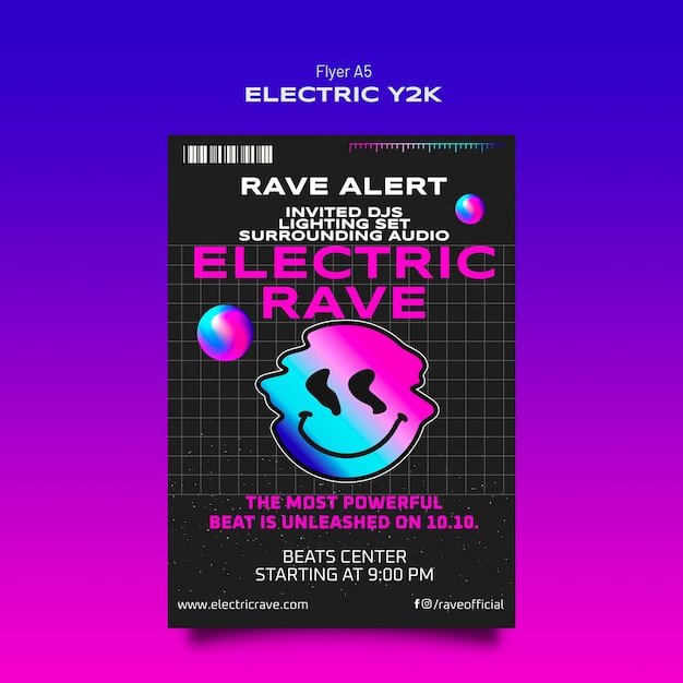 Kostenlose PSD elektrische rave-flyer-vorlage