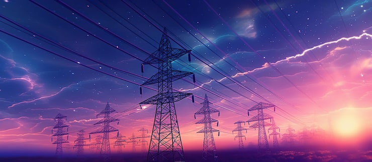 Kostenlose PSD elektrizitätsübertragungstürme generative ki