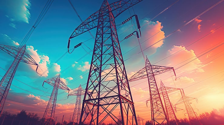 Kostenlose PSD elektrizitätsübertragungstürme generative ki