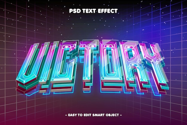 Kostenlose PSD farbiger victory neon 3d-text-effekt