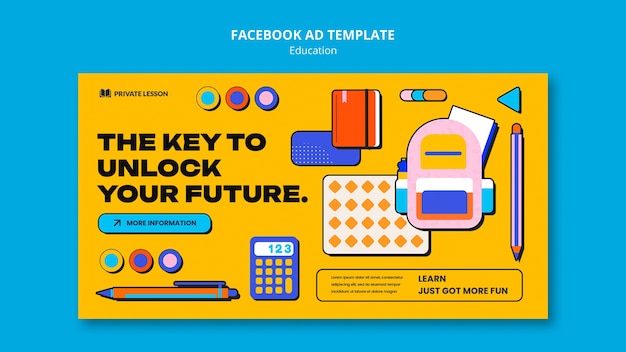 Kostenlose PSD flache design-bildungs-facebook-vorlage