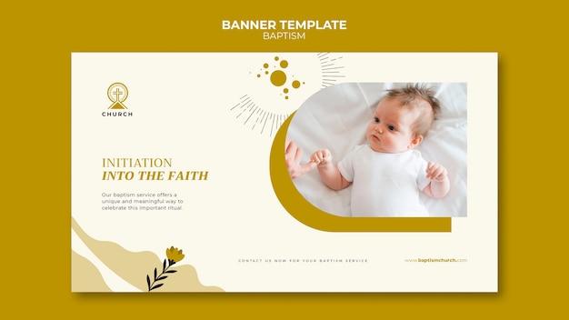 Kostenlose PSD flache design-taufbanner-vorlage