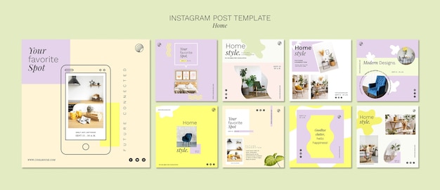 Kostenlose PSD flaches design home design instagram-posts