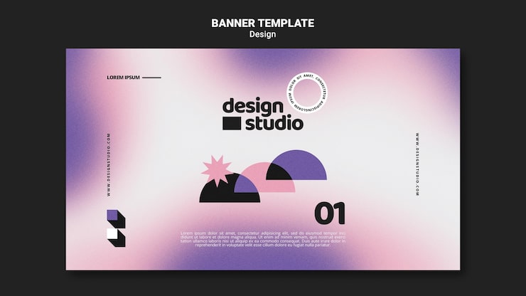 Kostenlose PSD geometrische horizontale bannerschablone für designstudio