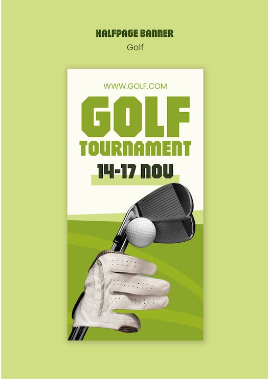 Kostenlose PSD golf-banner-vorlage für eine halbe seite