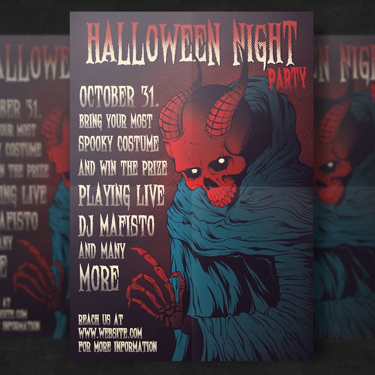 Kostenlose PSD halloween party flyer vorlage