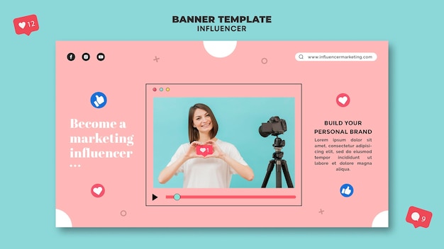 Kostenlose PSD influencer horizontale bannervorlage
