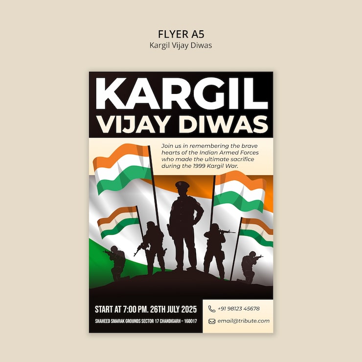 Kostenlose PSD kargil vijay diwas gedenk-flyer