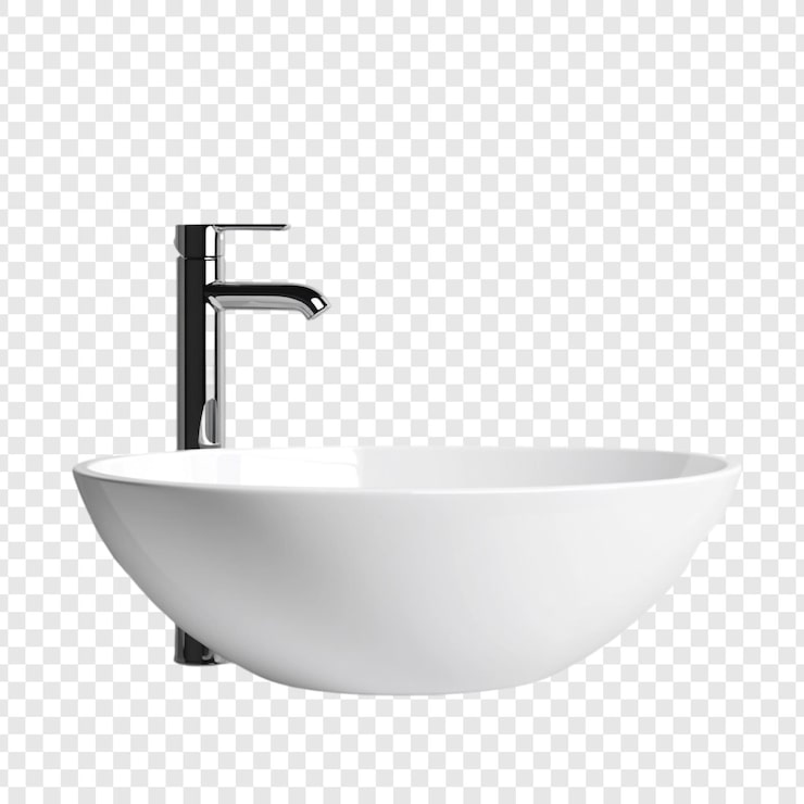 Kostenlose PSD modernes badezimmerbecken mit chromhahn, elegantes und stilvolles design