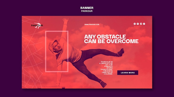 Kostenlose PSD parkour ad banner vorlage
