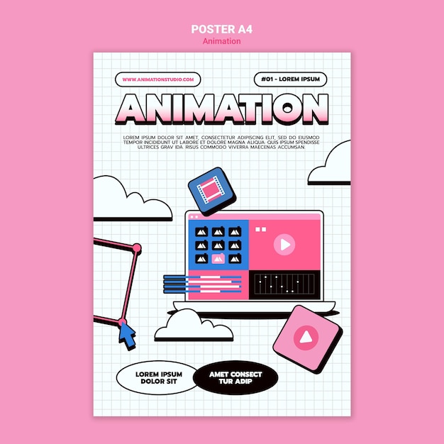 Kostenlose PSD plakatvorlage für computeranimation
