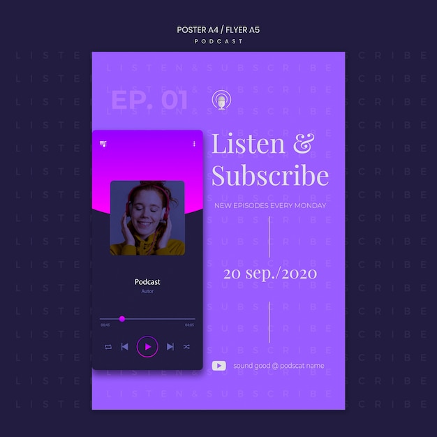 Kostenlose PSD podcast konzept flyer vorlage