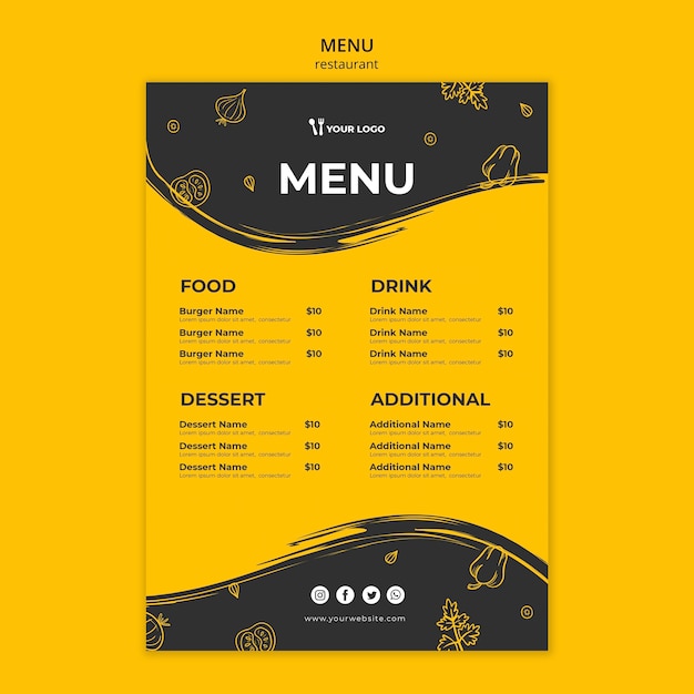 Kostenlose PSD restaurant-menü-vorlage