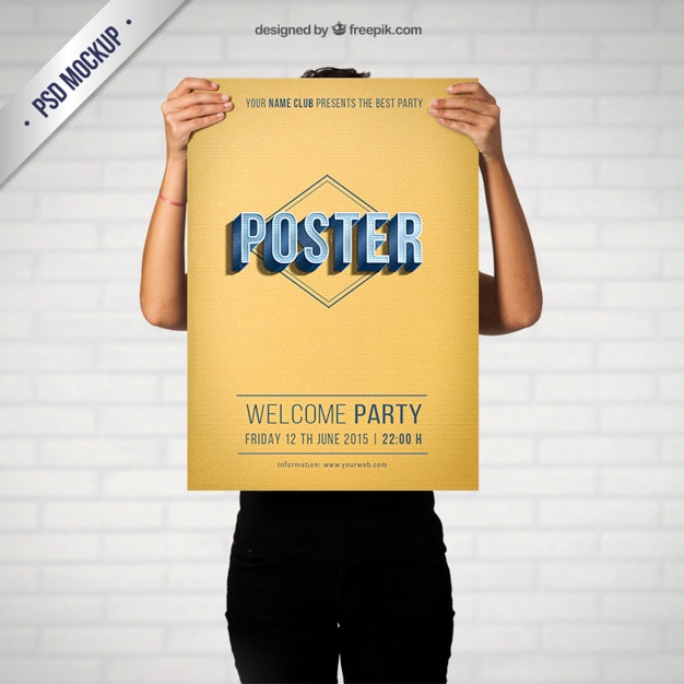 Kostenlose PSD retro parteiplakat mockup