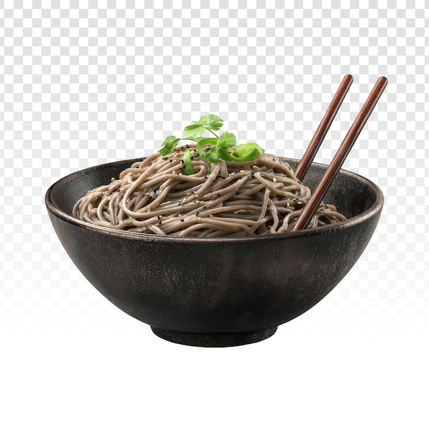 Kostenlose PSD soba-nudeln mit essstäbchen in einer dunklen schale