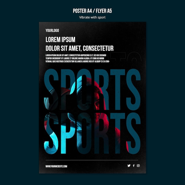 Kostenlose PSD sport anzeigenvorlage poster
