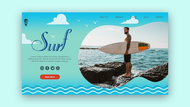 Kostenlose PSD surf concept landing page vorlage
