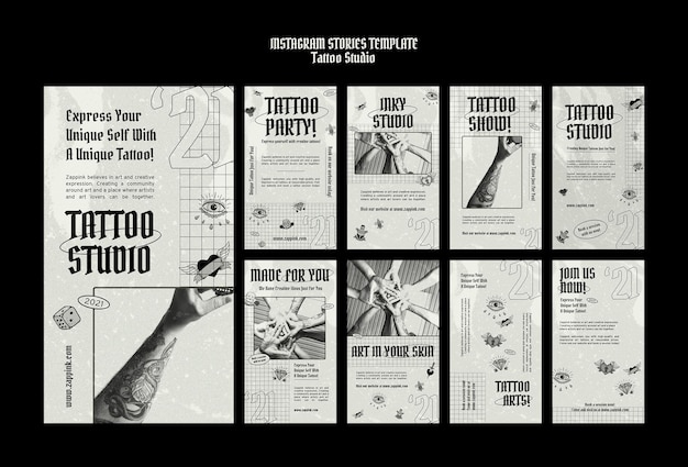 Kostenlose PSD tattoo studio insta story designvorlage