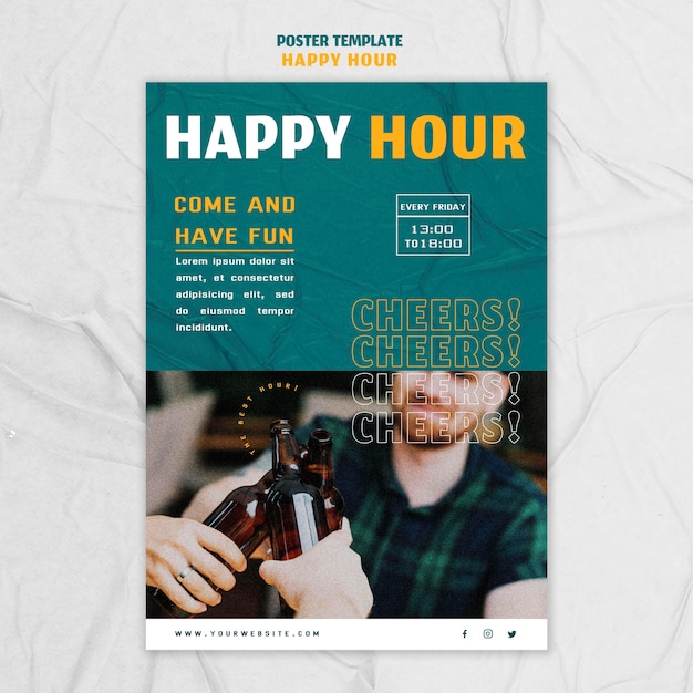 Kostenlose PSD vertikales plakat für happy hour