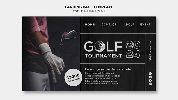 Kostenlose PSD vorlage der zielseite für golf-turniere