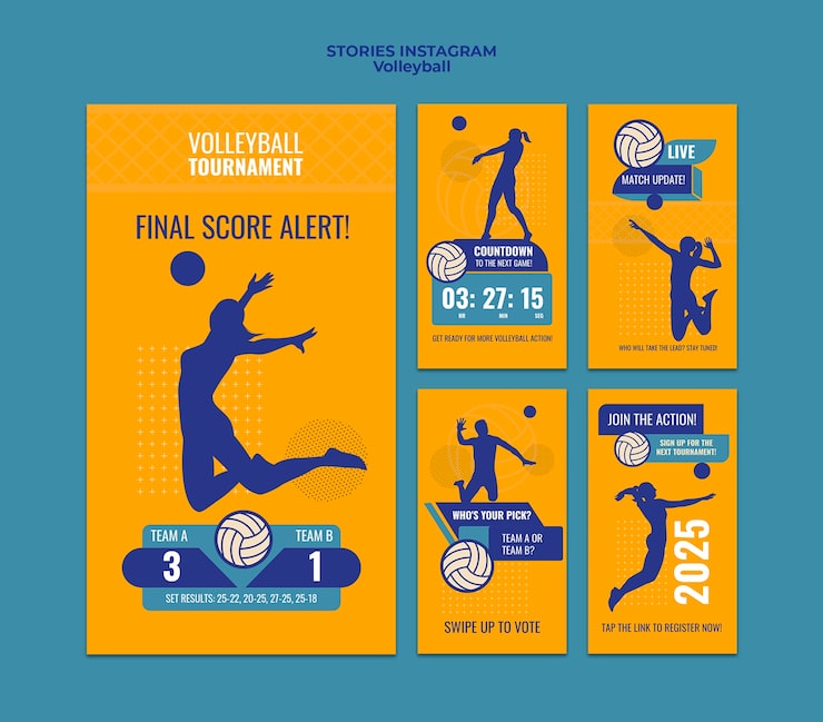 Kostenlose PSD vorlage für ein flaches volleyball-spiel
