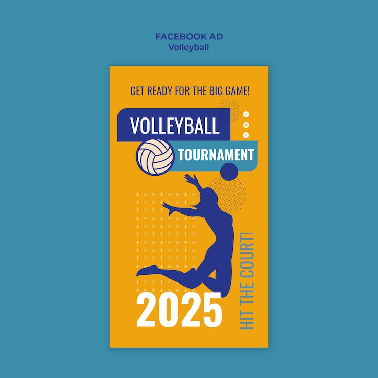 Kostenlose PSD vorlage für ein flaches volleyball-spiel