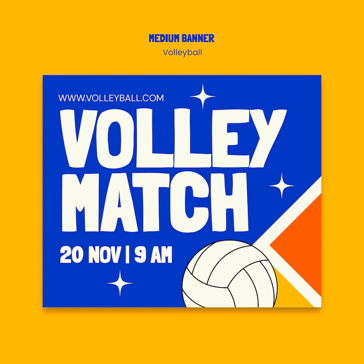 Kostenlose PSD vorlage für ein volleyball-medium-banner-design