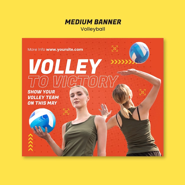 Kostenlose PSD vorlage für ein volleyball-medium-banner-design