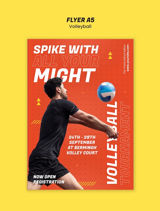 Kostenlose PSD vorlage für volleyball-flyer-design