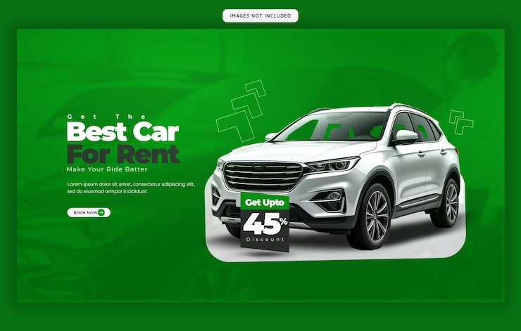 Kostenlose PSD web-banner-vorlage für autovermietung und automobil