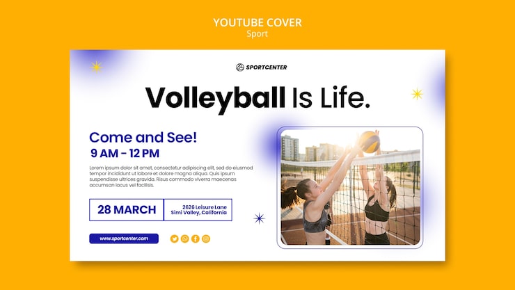 Kostenlose PSD youtube-cover des gradientensportkonzepts