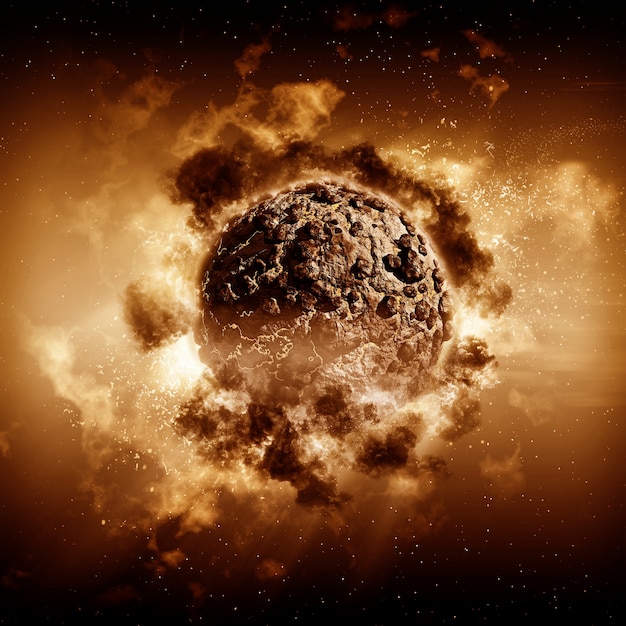 Gratis Foto 3d-rendering av en stormfull planetscene