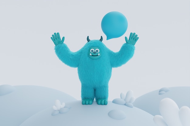 Gratis Foto 3d-rendering av yeti