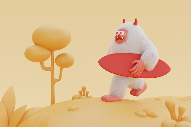 Gratis Foto 3d-rendering av yeti