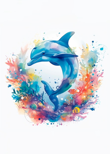 Gratis Foto akvarellillustrasjon av delfin