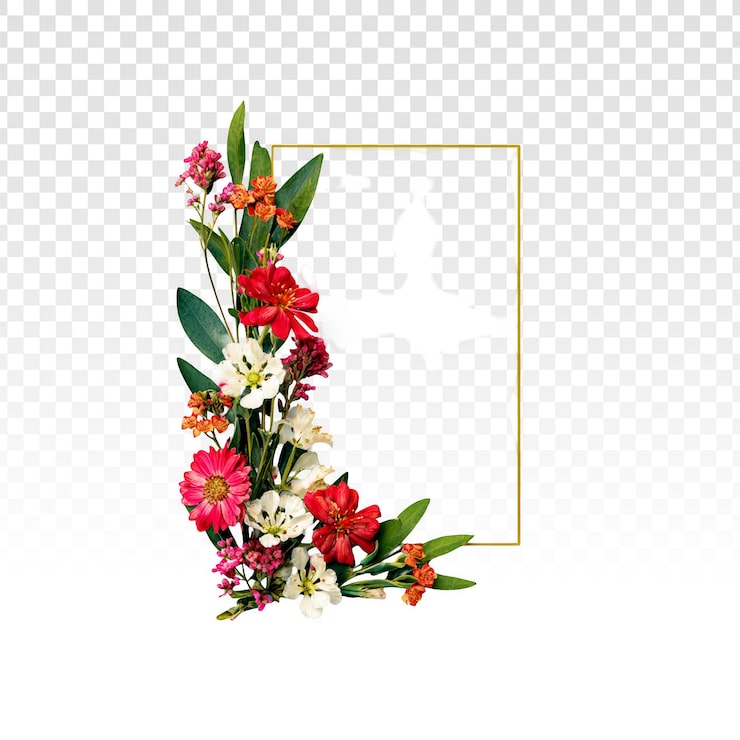 Gratis Foto elegant gullramme prydet med fargerike blomster
