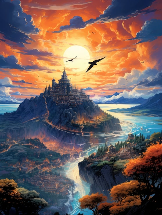 Gratis Foto fjellandskap med scene i fantasystil