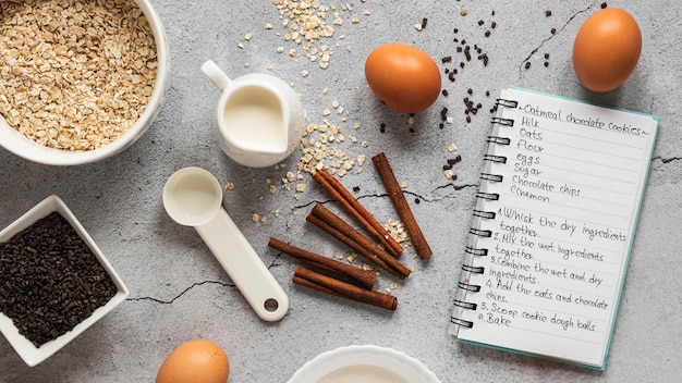 Gratis Foto flat lay av matvarer med egg