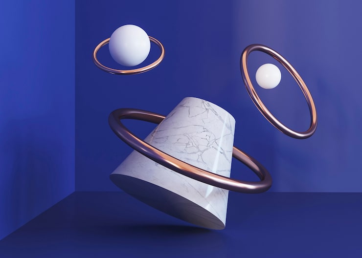 Gratis Foto flygende ringer geometriske former bakgrunn
