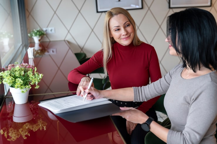 Gratis Foto forretningsperson som trener nybegynner i praksis