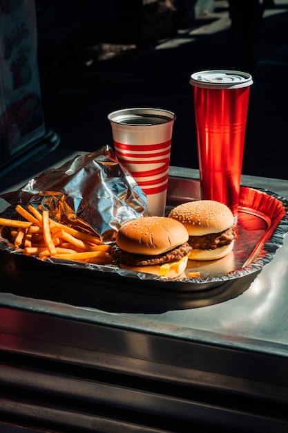 Gratis Foto fotorealistisk burgermåltid