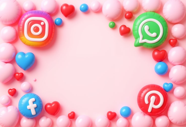 Gratis Foto sosiale medier ikoner med hjerter og bobler