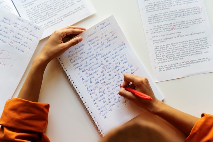 Gratis Foto topputsikt voksen korrigerer grammatikkfeil