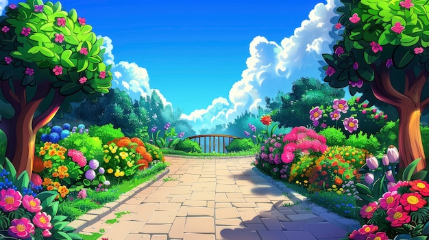Gratis Bild 3d-rendera illustration av botanisk trädgård