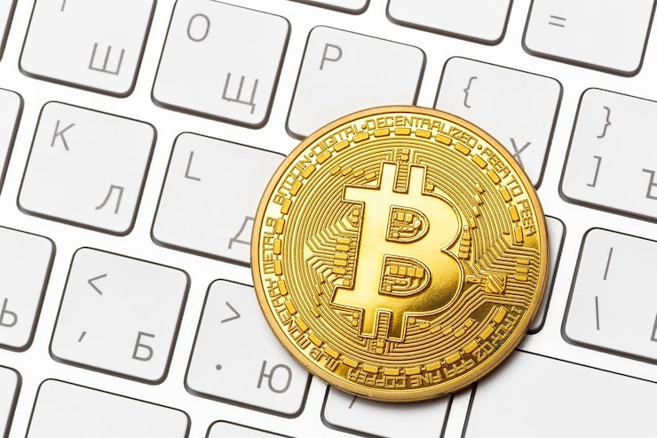 Gratis Bild bitcoin på tangentbord